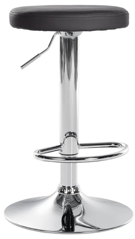 Banco de bar Ponte em couro sintético e com estrutura cromada 38,5 x 60-81 x 38,5 cm Preto