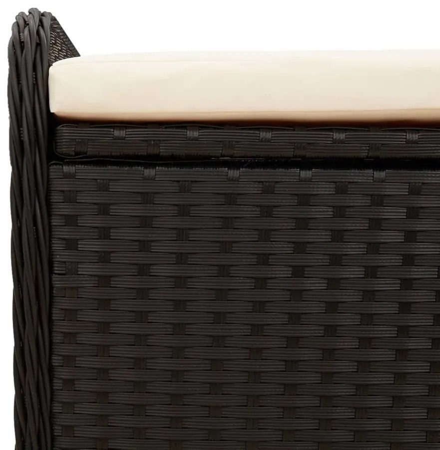 Banco de arrumação com almofadão 80x51x52 cm vime PE preto