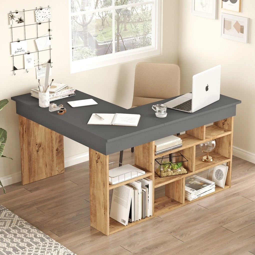 Secretária CT5 – Pinho Atlântico e Antracite – 129 cm x 72 cm x 120 cm