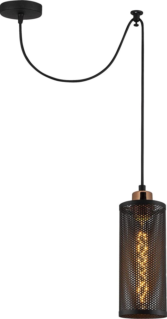 Candeeiro de Teto Amasra – Preto & Bronze – 50 cm