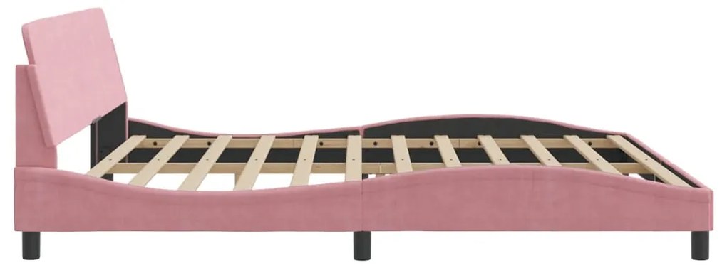 Estrutura de cama c/ cabeceira 200x200 cm veludo rosa