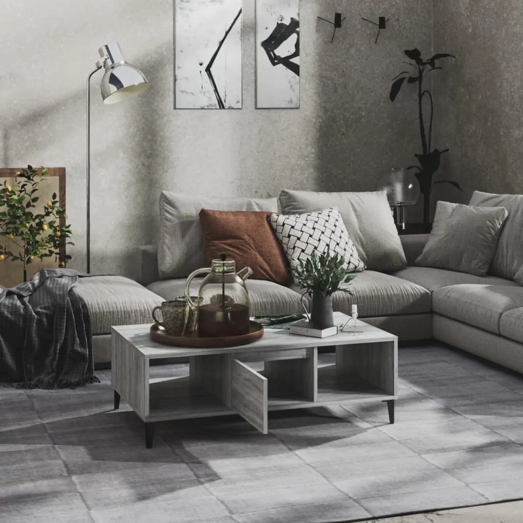 vidaXL Mesa de centro 103,5x60x35 cm aglomerado sonoma cinzento