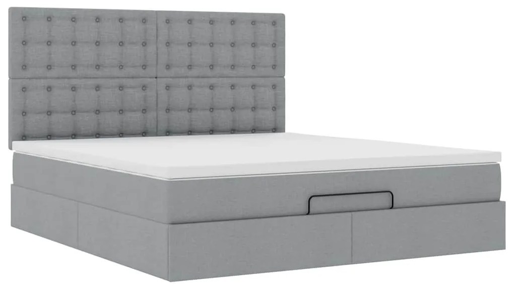 Estrutura cama otomana colchão 160x200 cm tecido cinzento claro