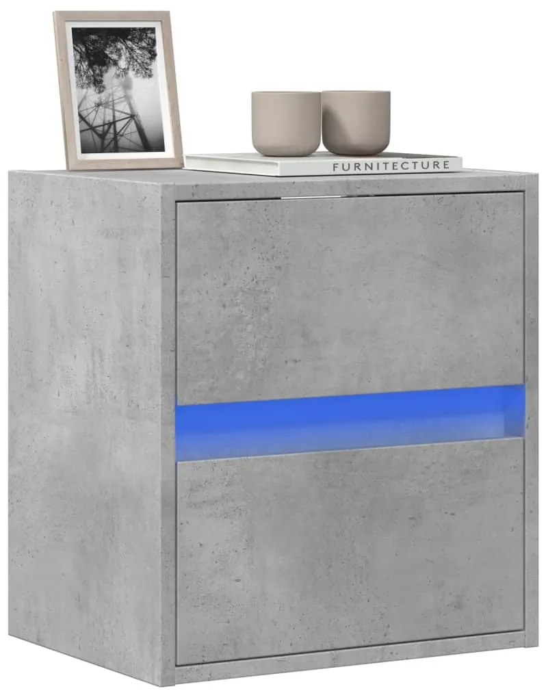 Móvel de parede p/ TV c/ luzes LED 41x31x45 cm cinzento cimento