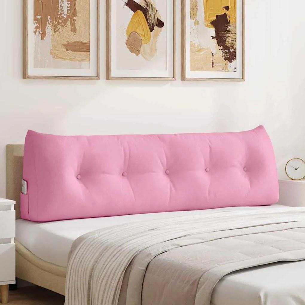 vidaXL Travesseiro para Costas Rosa 160 x 24 x 50 cm tecido