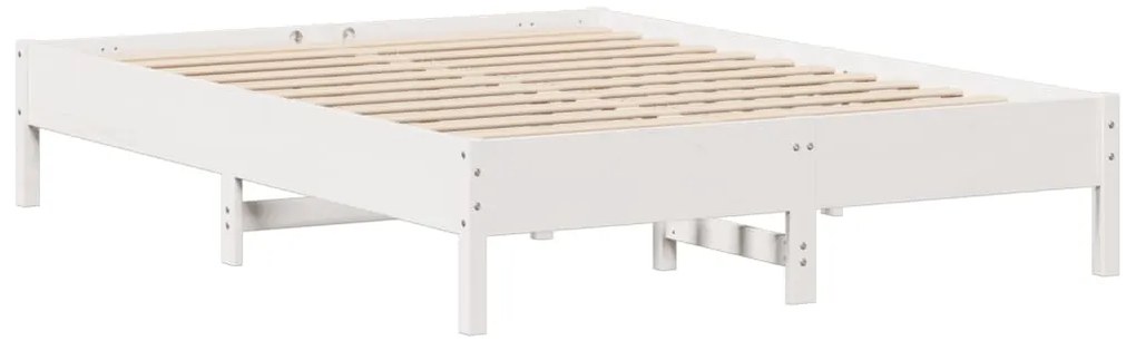 Cama sem colchão 140x200 cm madeira de pinho maciça branco