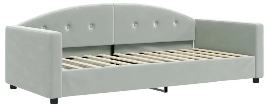 Sofá-cama com gavetão 80x200 cm veludo cinzento-claro