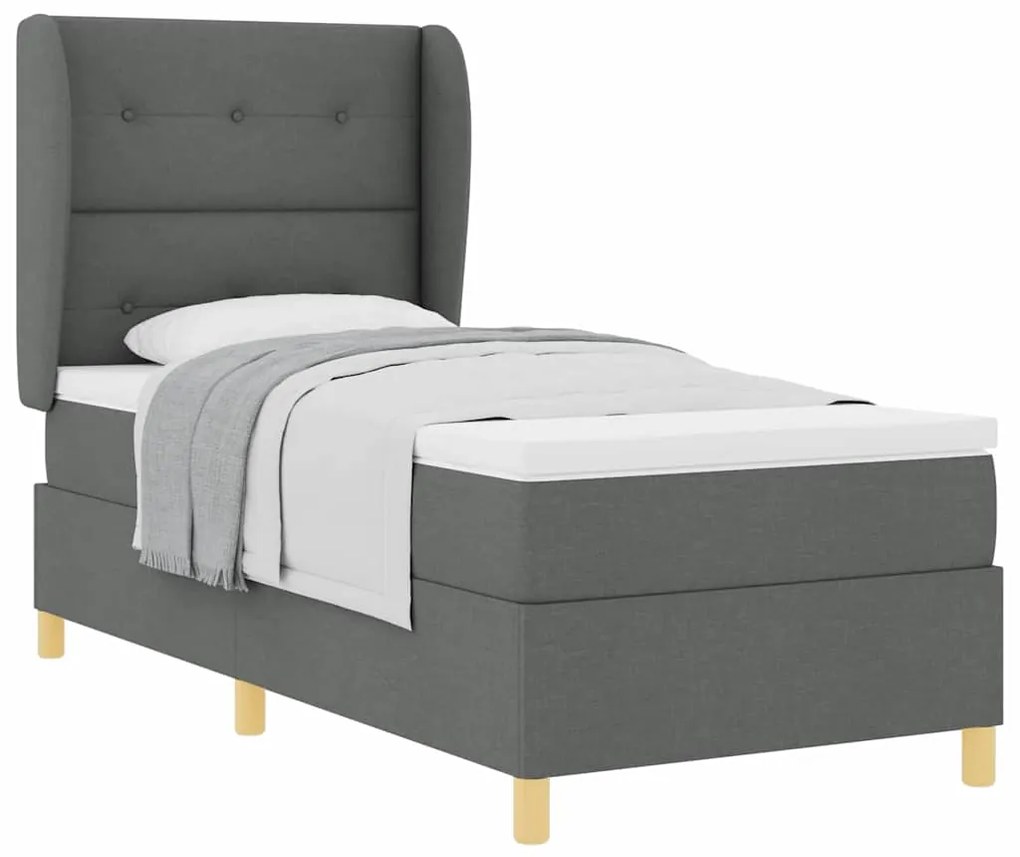 Cama Box Spring vidaXL com Colchão Cinza Escuro 90x200 cm Tecido