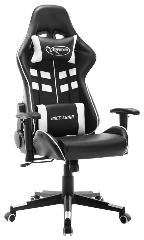 vidaXL Cadeira de gaming couro artificial preto e branco