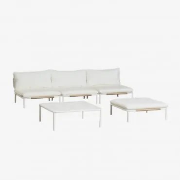 Sofá De Jardim Modular De 3 Peças, Pufe E Mesa De Centro Roubly Beige De Amêndoa - Sklum