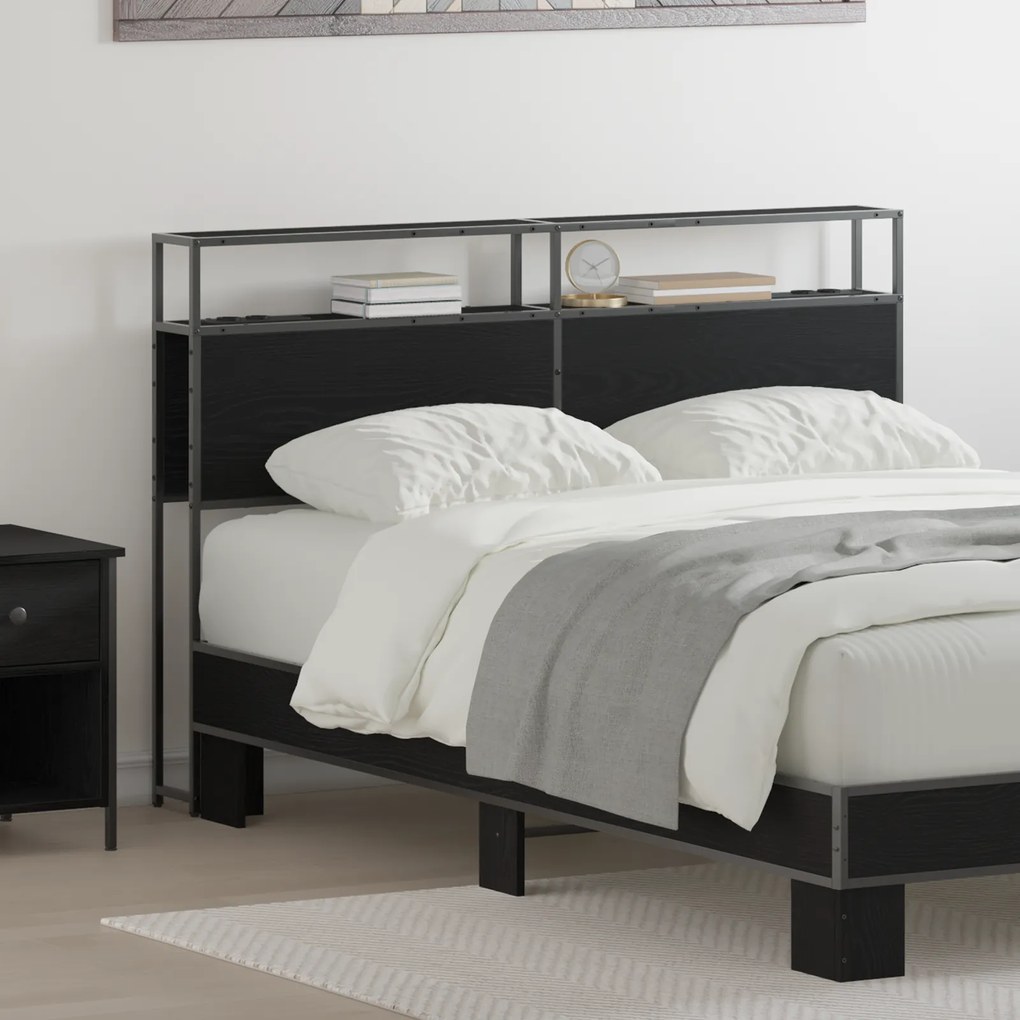 vidaXL Cabeceira de armazenamento com cabeceira Carvalho Preto 135 cm