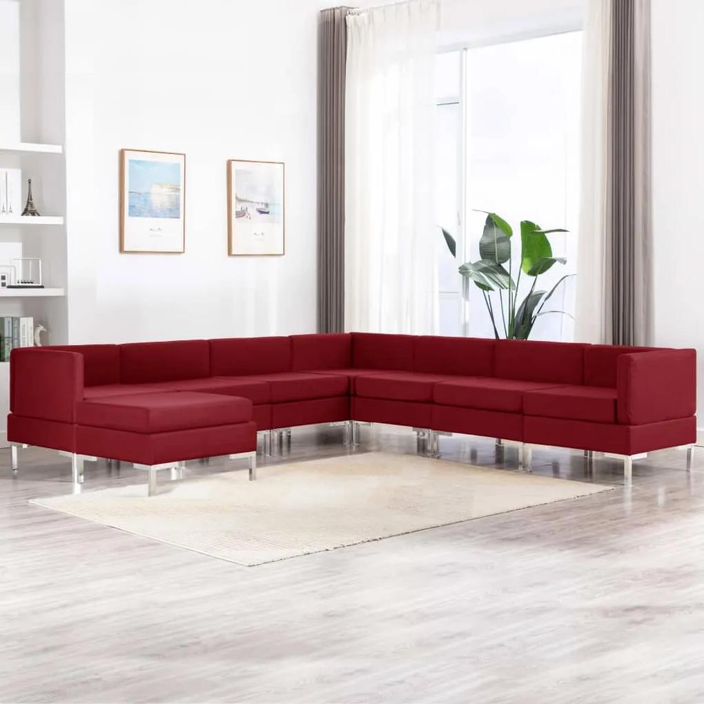 3052857 vidaXL 8 pcs conjunto de sofás tecido vermelho tinto
