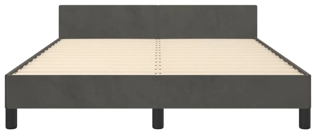 Estrutura de cama sem colchão 140x190 cm veludo cinzento-escuro