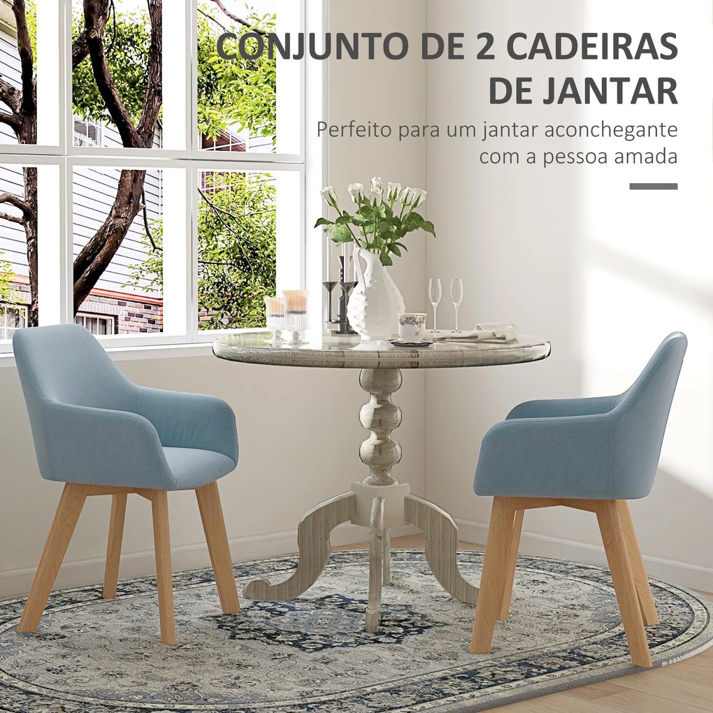 HOMCOM Conjunto de 2 Cadeiras de Sala de Jantar Modernas Cadeiras de C