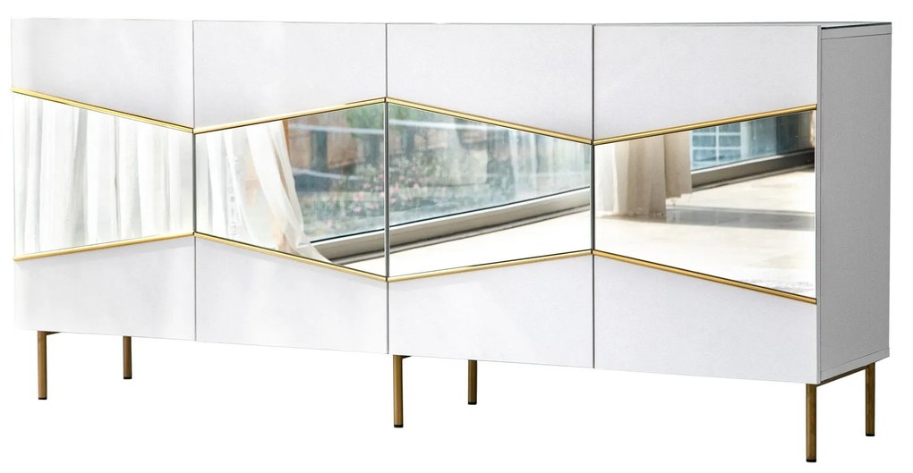 Console Nice – Branco/Ouro – 180x80x40 cm