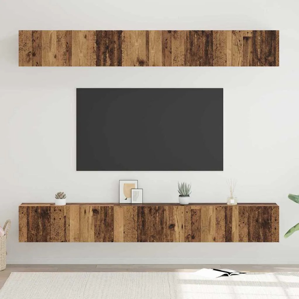 vidaXL Conjunto de móvel de TV 6 pcs Madeira Antiga Madeira processada