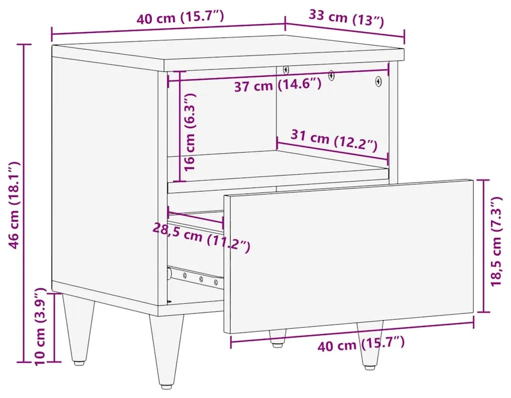 Mesas de cabeceira cinzento claro 2 pcs 40x33x46 cm