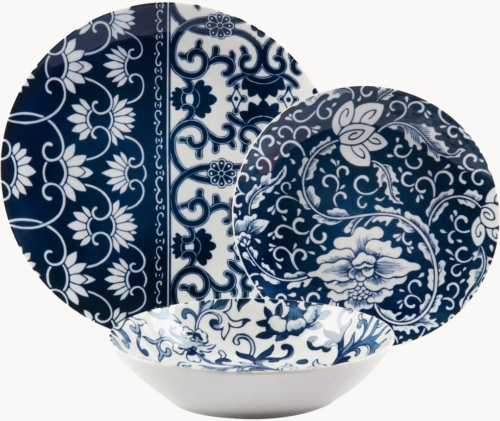 Conjunto de loiça em porcelana Blue Silk, 6 pessoas, conjunto de 18