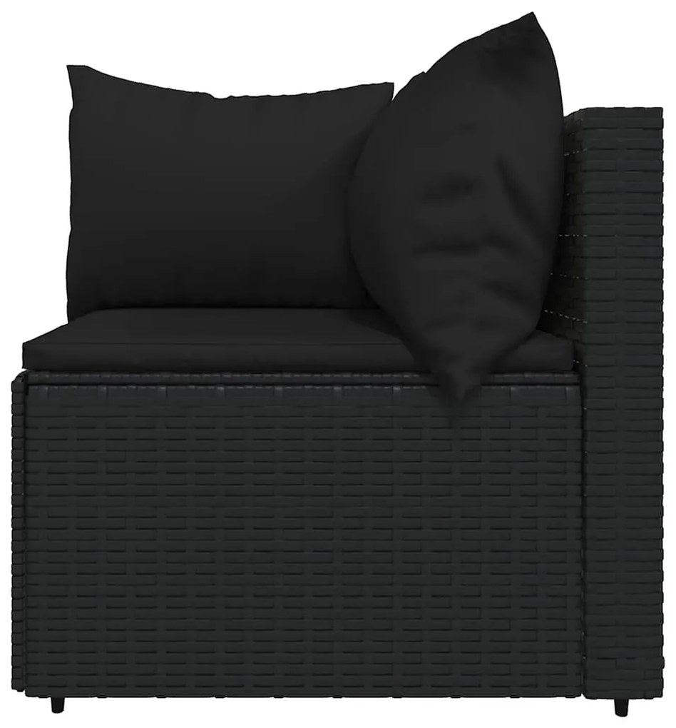 4 pcs conjunto lounge de jardim c/ almofadões vime PE preto