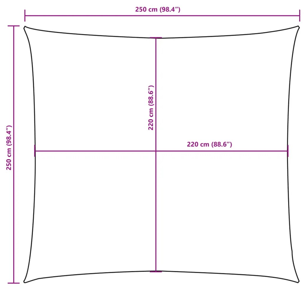 Para-sol estilo vela tecido oxford quadrado 2,5x2,5m branco