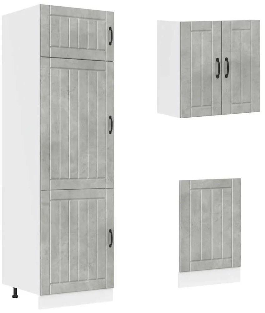 8 peças armário de cozinha conjunto Kalmar cinzento cimento