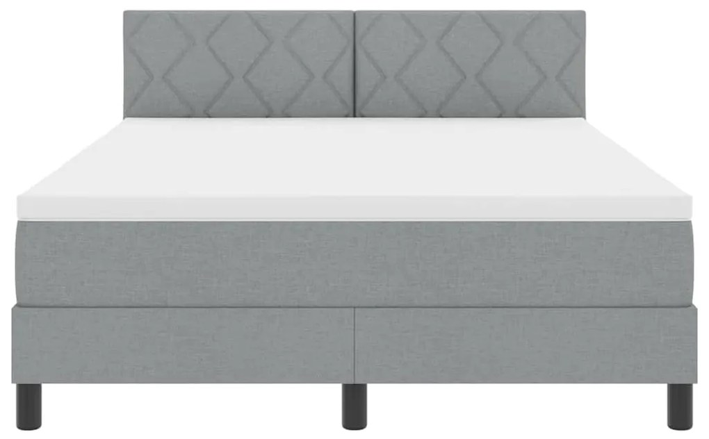Cama Box Spring com Colchão &amp; LED Cinza Claro 140x200 cm Tecido