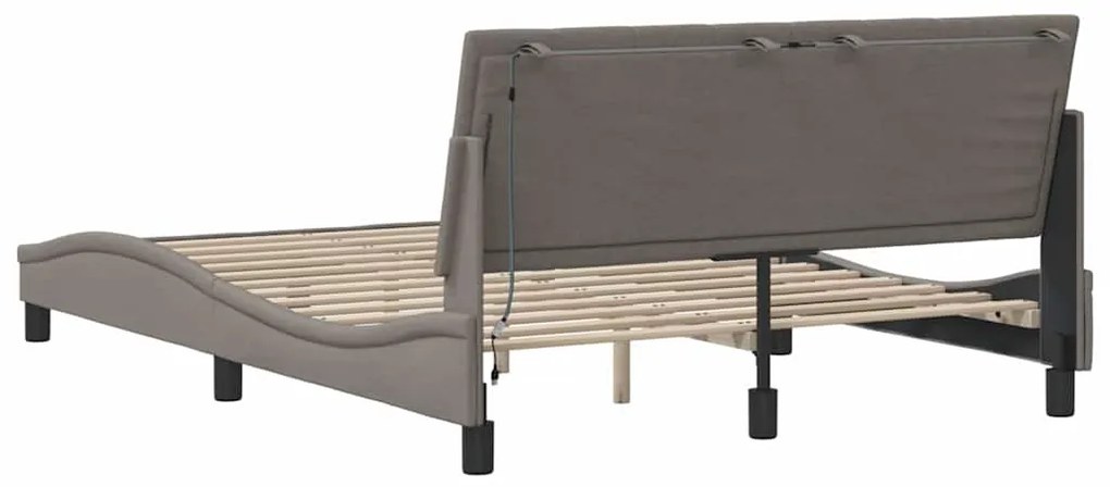 Cama sem colchão 140x190 cm tecido castanho-acinzentado