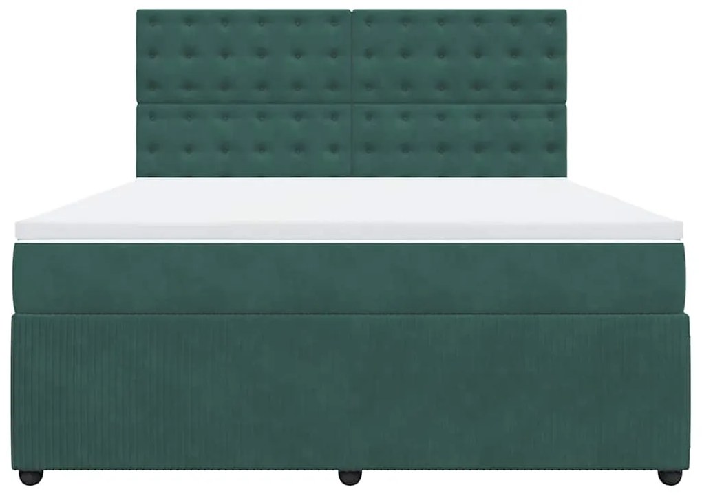 Cama com molas/colchão 180x200 cm veludo verde-escuro