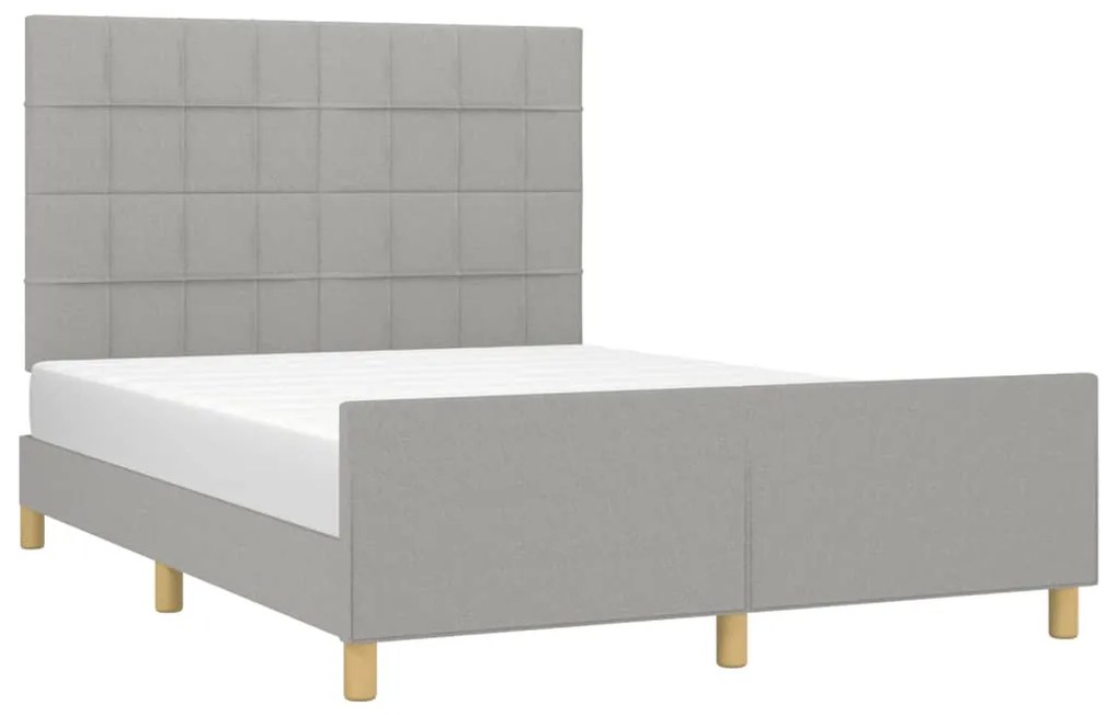 Estrutura de cama sem colchão 140x190 cm tecido cinzento-claro