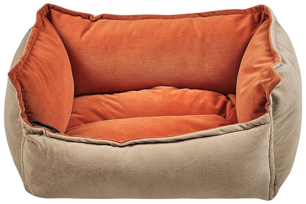Cama de animal em veludo laranja e creme 50 x 35 cm IZMIR Beliani