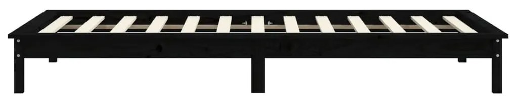 Estrutura de cama de solteiro 90x190 cm pinho maciço preto