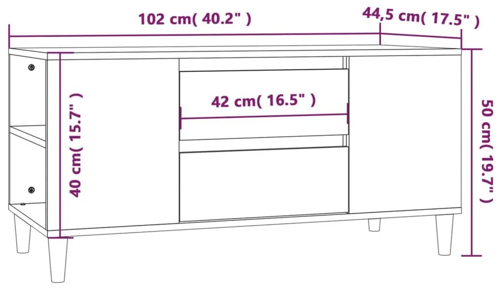 Móvel de TV 102x44,5x50 cm derivados madeira cinzento sonoma