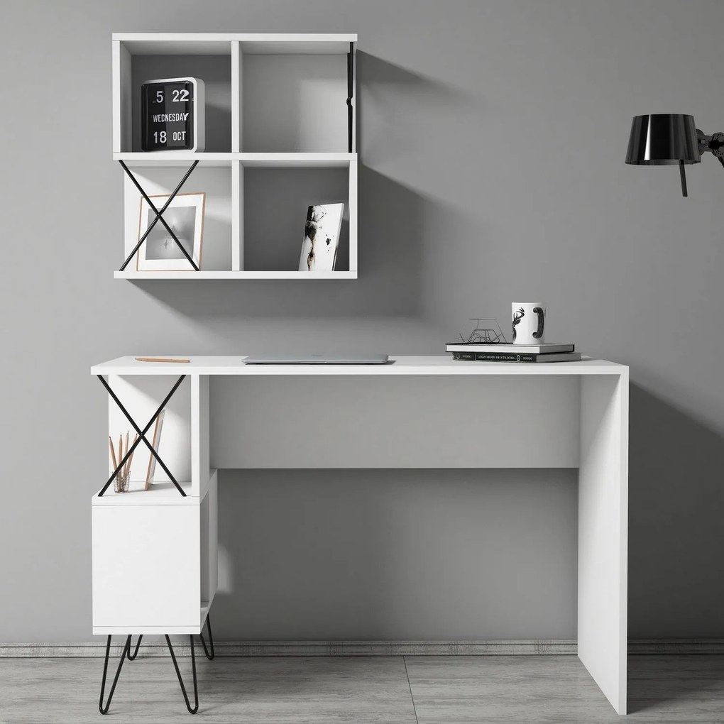 Secretária Estudo Extra – Branco/Preto – 120x78,8x60 cm