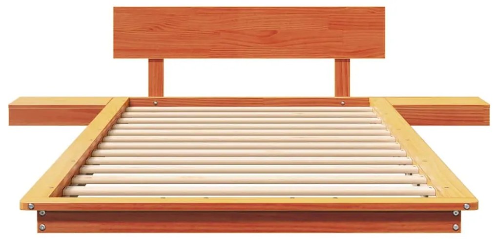 Estrado de Cama com Mesas de Cabeceira Castanho Encerado 100x200cm Mad