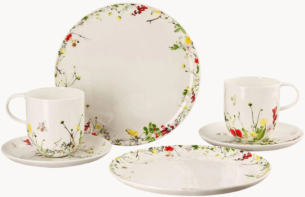 Serviço de café em porcelana fina Brilliance Fleurs Sauvages, 2 pessoas, conjunto de 6