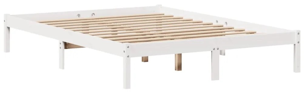 Cama com estante sem colchão 140x190 cm pinho maciço branco