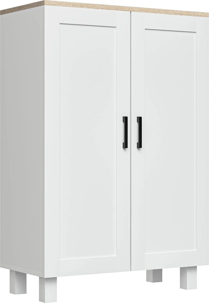 HOMCOM Armário de Sala de Estar Moderno Armário de Armazenamento com 2 Portas Prateleira Ajustável e Base Elevada 60x30x90 cm Branco | Aosom Portugal