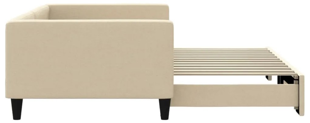 Sofá-cama com gavetão 100x200 cm tecido cor creme