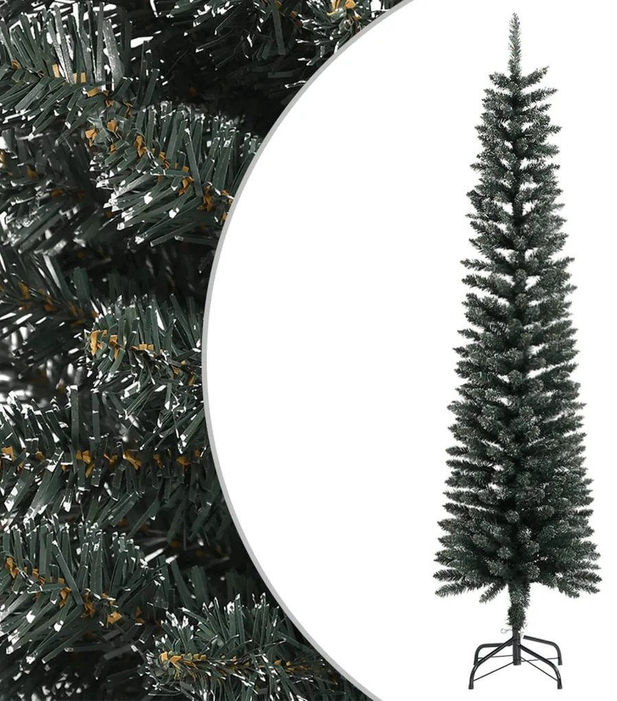 vidaXL Árvore de Natal artificial fina com suporte 210 cm PVC verde