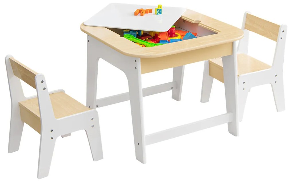 Conjunto de mesa e cadeira para crianças de actividades com arrumação oculta Natural