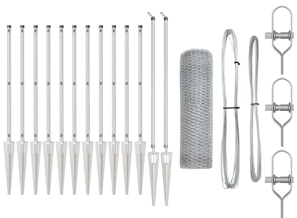Conjunto de Cercamento 2 Peças Aço Galvanizado 25 x 0,5 m Durável