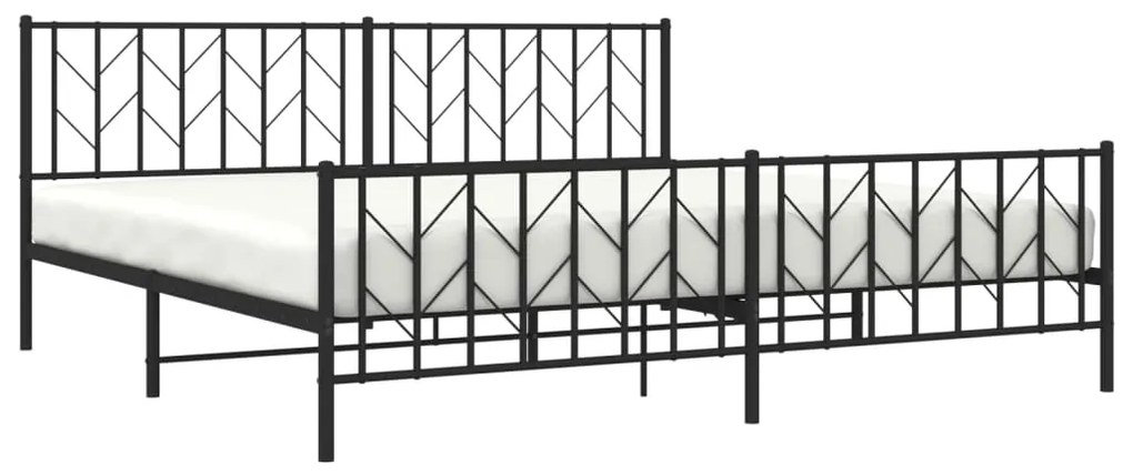Estrutura de cama com cabeceira e pés 200x200 cm metal preto