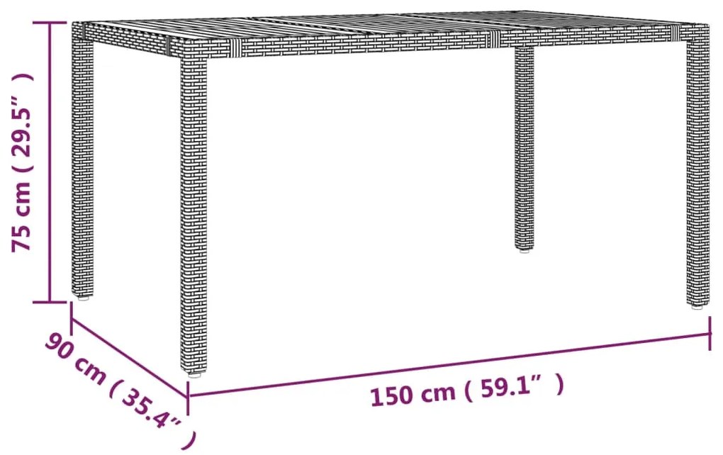 7 pcs conjunto de jantar p/ jardim c/ almofadões vime PE preto