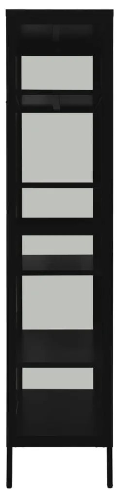 Vitrine 90x40x180 cm vidro temperado e aço preto