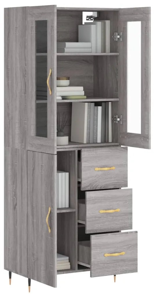 Armário alto 69,5x34x180 cm derivados de madeira sonoma cinza