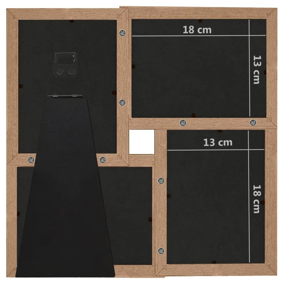 Moldura para 4x(13x18 cm) fotografias MDF castanho-claro