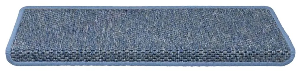 Tapetes escada adesivos aspeto sisal 15 pcs 65x21x4 cm azul