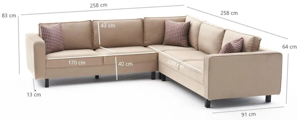 Sofá de Canto Kale – Creme – 258x83x258 cm
