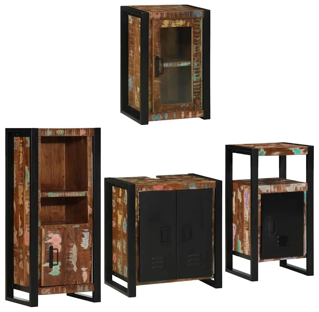 vidaXL Conjunto de Móveis para Banheiro com prateleira com porta 4 pcs