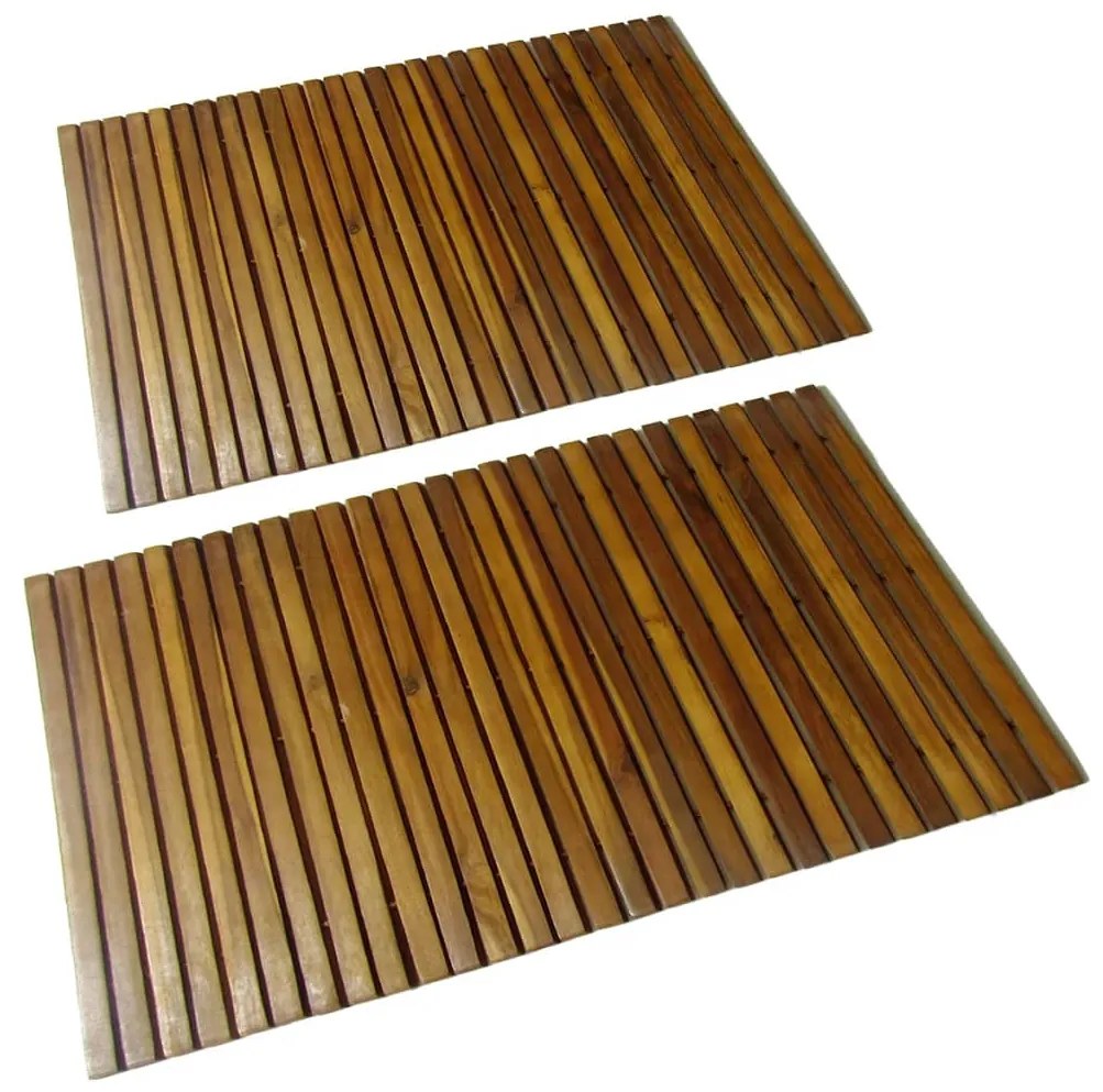 271768 vidaXL 2 pc Tapetes de banho de acácia 80 x 50 cm